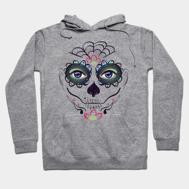 Day of Dead Girl Face green makeup Hoodie by AnnArtshock